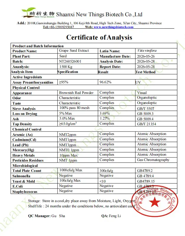 COA for opc oligomeric proanthocyanidins COA for opc oligomeric proanthocyanidins