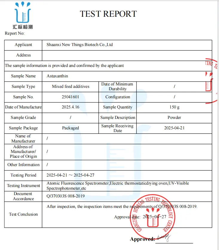 third party testing report for Quality Astaxanthin Powder third party testing report for Quality Astaxanthin Powder
